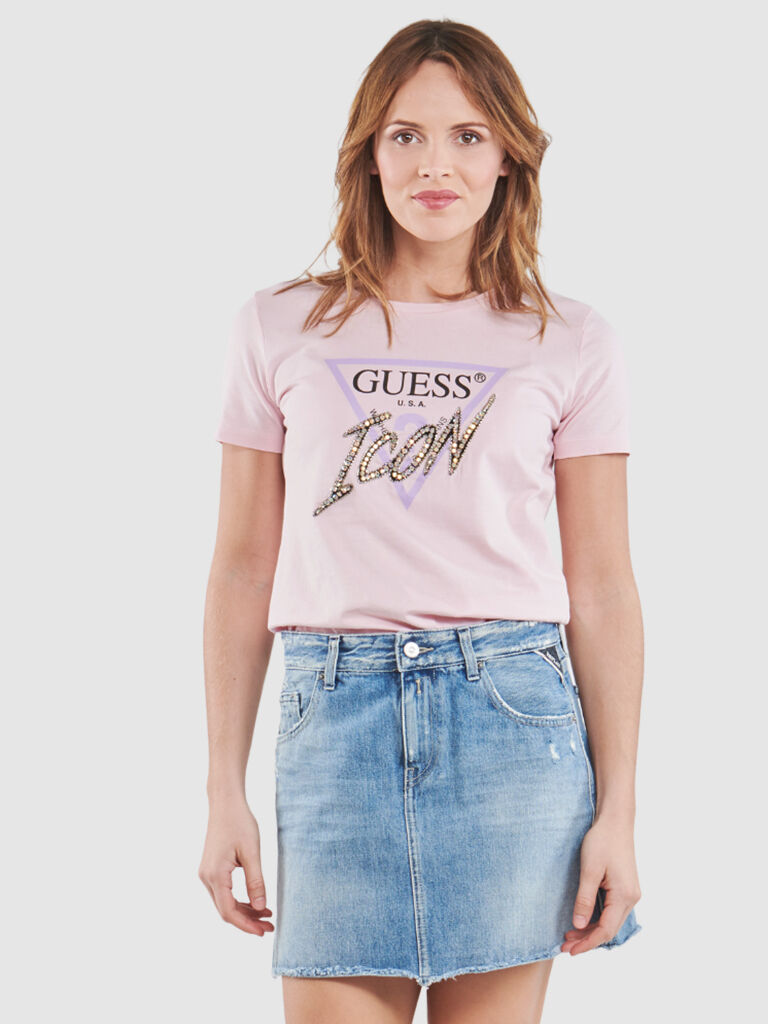 Guess T-Shirt Mulher Icon Guess Rosa