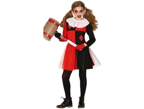 Disfrazzes Fato de Menina Arlequina Vermelho E Preto (Tam: 5 a 6 anos)