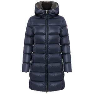 Colmar Long Iridescent Down Jacket With Fixed Hood Dam, 36, NAVY BLUE-DARK STEEL