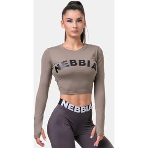 Nebbia Long Sleeve Thumbhole Sporty Crop Top Mocha Xs