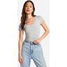 boohoo Tall Kortärmad Body I Bomull Elastan, Grey 36