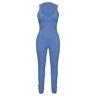 TOPKEAL Ärmlös, sexig jumpsuit för kvinnor med djup V-ringning och smal, ihålig midja, halloweenkostym, sexig (blå, L)