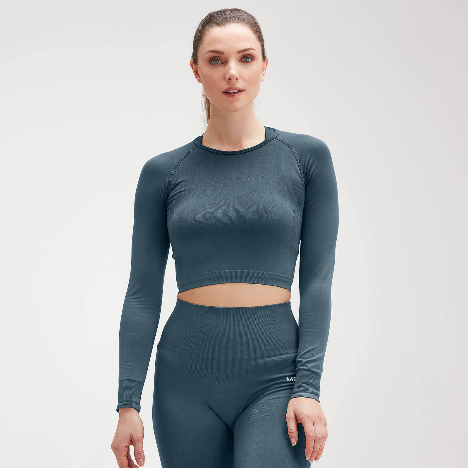 MP Shape Seamless Ultra Long Sleeve Crop Top för kvinnor – Mörkblå - XS