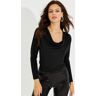 Cool & Sexy Women'S Black Plunger Collar Blouse Čierna L