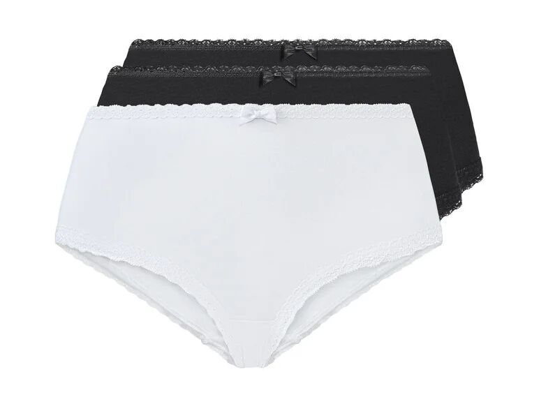ESMARA® Dámske bedrové nohavičky, 3 kusy (XL (48/50), čierna/biela)