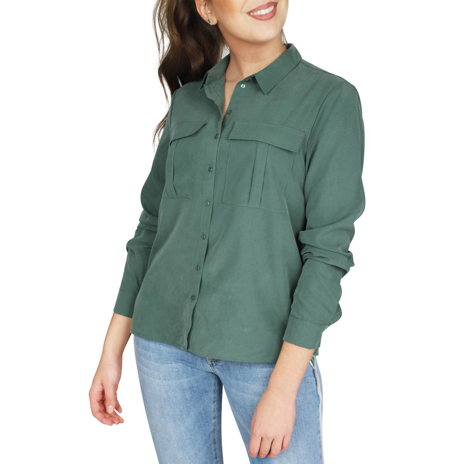 VILA Zelená košeľa z modalu Vishala – 36