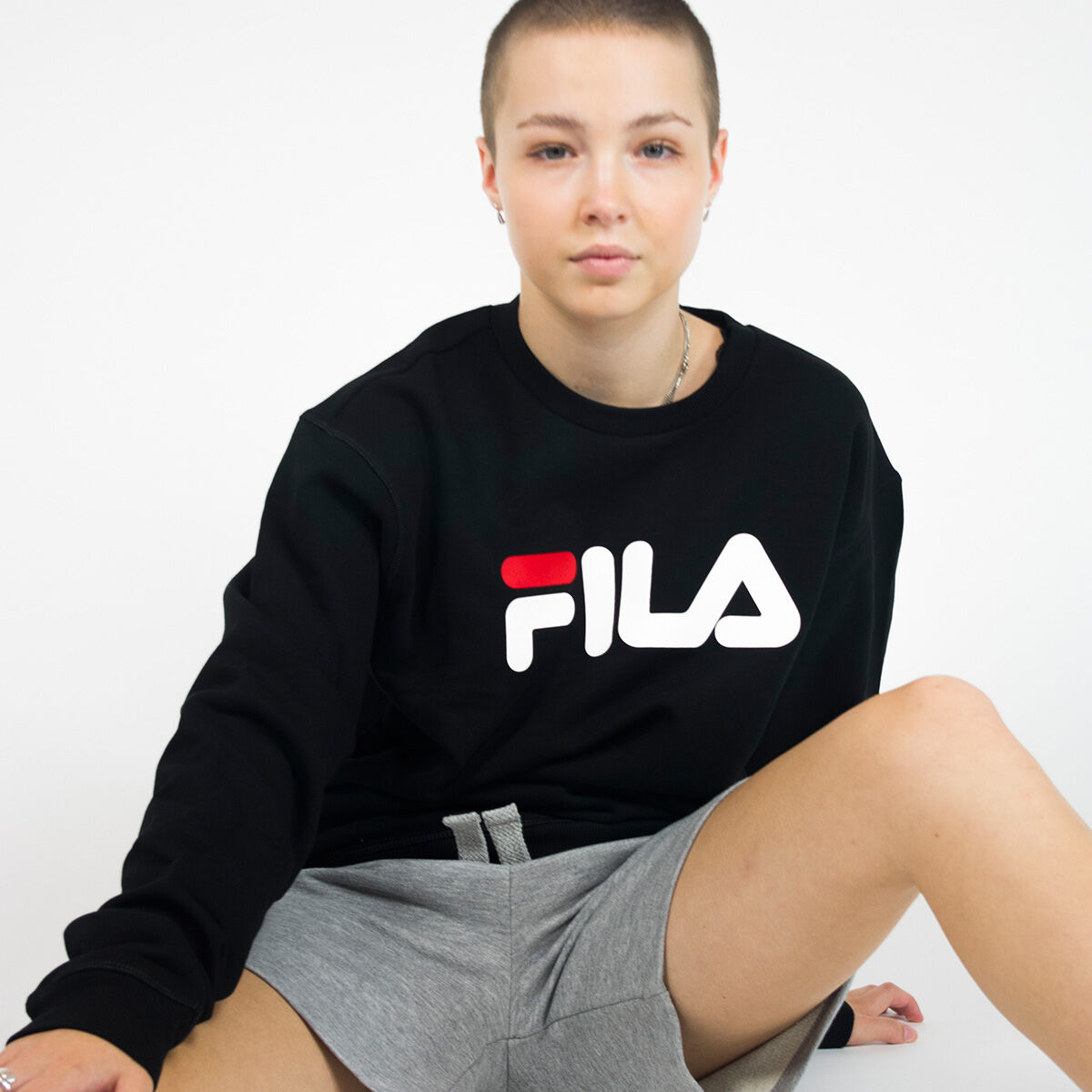 FILA Čierna mikina Unisex Classic Pure Crew Neck – M