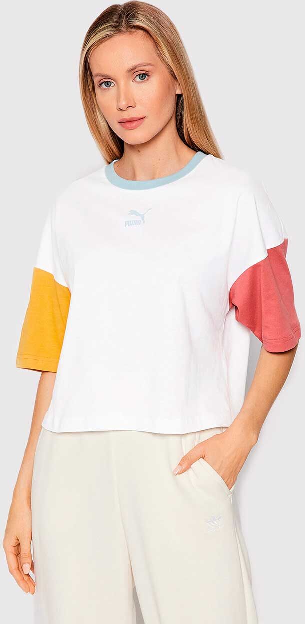 PUMA Bielé tričko CLSX Boyfriend Tee – XS