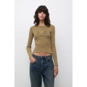 Pull&Bear Lee Embroidered T-Shirt With Long Sleeves (Size: XS) Camel female