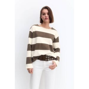 Pull&Bear Long-Sleeve Striped T-Shirt (Size: XS) Beige/Brown female