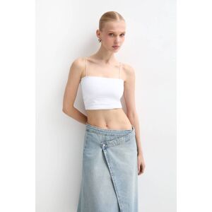 Pull&Bear Basic Crop Top With Thin Straps (Size: M) White female