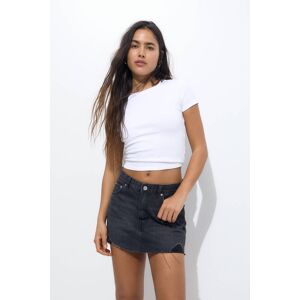 Pull&Bear Mid-Rise Mini Skirt With Rips (Size: XL) Black female