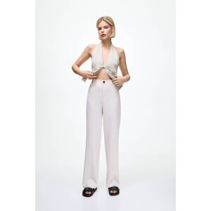 Pull&Bear Smart Straight-Leg Trousers (Size: 6) Off white female