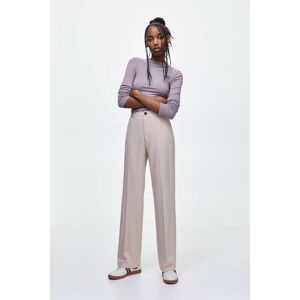 Pull&Bear Smart Straight-Leg Trousers (Size: 8) Pale pink female