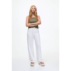 Pull&Bear Flowy Trousers With Linen (Size: L) White female