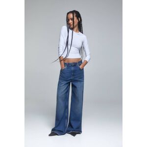 Pull&Bear Mid-Rise Super Baggy Jeans (Size: 6) Medium blue female