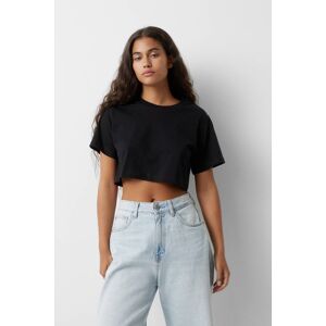 Pull&Bear Basic Cropped T-Shirt (Size: M) Black female