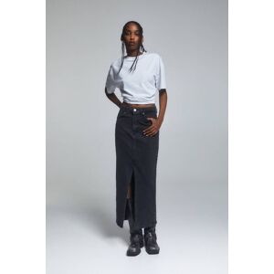 Pull&Bear Long Denim Skirt With Slit (Size: L) Black female