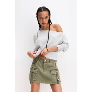 Pull&Bear Long Sleeve Jumper With Cut-Out Detail (Size: S) Grey marl female