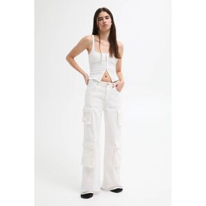 Pull&Bear Cargo Jeans With Multiple Pockets (Size: 6) White female