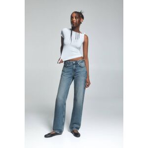 Pull&Bear Mid-Rise Straight-Leg Jeans (Size: 6) Blue female