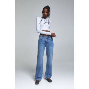 Pull&Bear Mid-Rise Straight-Leg Jeans (Size: 6) Medium blue female