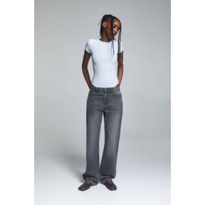 Pull&Bear Mid-Rise Straight-Leg Jeans (Size: 8) Grey female