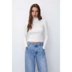 Pull&Bear High Neck Knit Jumper (Size: M) White female