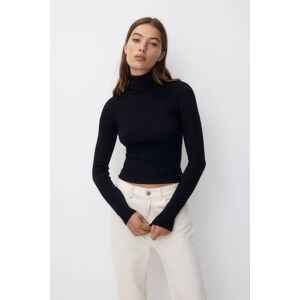 Pull&Bear High Neck Knit Jumper (Size: S) Black female