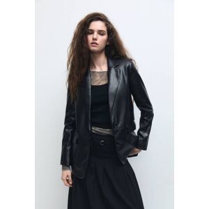 Pull&Bear Faux Leather Blazer With A Pocket (Size: L) Black female