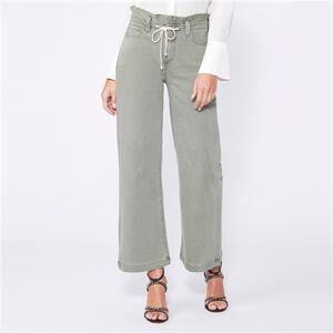 Paige Jeans ‘Carly’ Wide Leg Tie Detail Trousers In Green