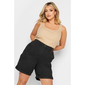 Yours Curve Black Cargo Chino Shorts, Women's Curve & Plus Size, Yours Black 14 Female