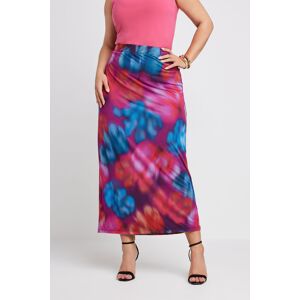 Limited Collection Curve Pink Abstract Print Mesh Skirt, Women's Curve & Plus Size, Yours Pink 26-28 Female