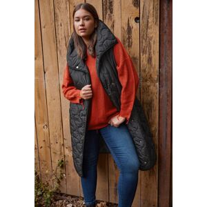 Yours Curve Black Funnel Neck Quilted Longline Gilet, Women's Curve & Plus Size, Yours Black 34-36 Female