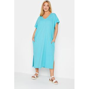 Yours Curve Blue Side Split Midaxi Tshirt Dress, Women's Curve & Plus Size, Yours Blue 38-40 Female