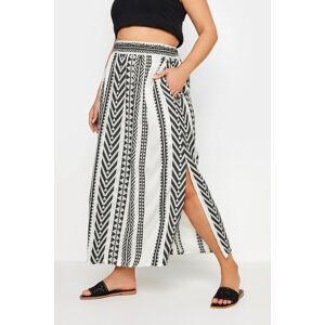 Yours Curve White Aztec Print Maxi Skirt, Women's Curve & Plus Size, Yours White 34-36 Female