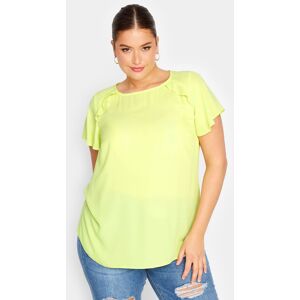 Yours Curve Yellow Frill Short Sleeve Blouse, Women's Curve & Plus Size, Yours Yellow 20 Female