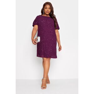 Luxe Curve Purple Sequin Hand Embellished Cape Dress, Women's Curve & Plus Size, Luxe: Ultimate Embellishment Purple 34-36 Female