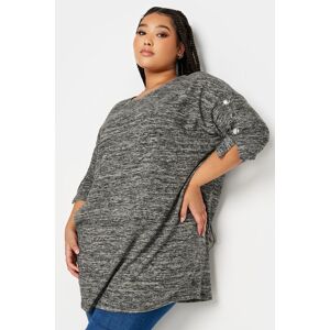 Yours Curve Grey Soft Touch Button Detail Top, Women's Curve & Plus Size, Yours Grey 20 Female