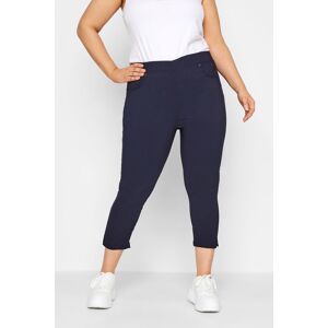 Yours Curve Navy Blue Bengaline Stretch Cropped Pull On Trousers, Women's Curve & Plus Size, Yours Blue 26-28 Female