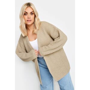 Yours Curve Beige Brown Waffle Knit Cardigan, Women's Curve & Plus Size, Yours Brown 22-24 Female