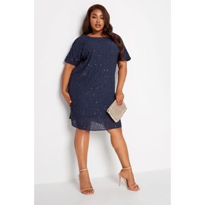 Luxe Curve Blue Sequin Hand Embellished Cape Dress, Women's Curve & Plus Size, Luxe: Ultimate Embellishment Blue 34-36 Female