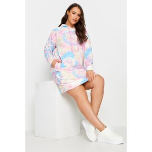 Yours Curve Pink Tie Dye Hoodie Dress, Women's Curve & Plus Size, Yours Pink 26-28 Female