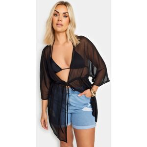 Yours Curve Black Tie Front Kimono, Women's Curve & Plus Size, Yours Black 26-28 Female