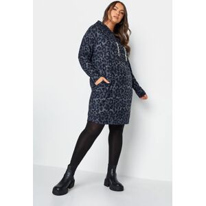 Yours Luxury Curve Blue Leopard Print Jumper Dress, Women's Curve & Plus Size, Yours Luxury Capsule Collection Blue 26-28 Female