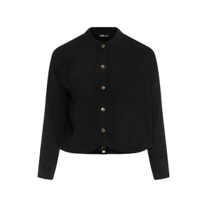 Yours Curve Black Button Up Bomber Jacket, Women's Curve & Plus Size, Yours Black 30-32 Female
