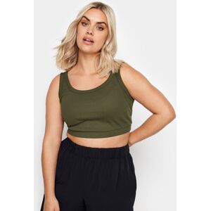 Yours Curve Khaki Green Crop Top, Women's Curve & Plus Size, Yours Green 20 Female