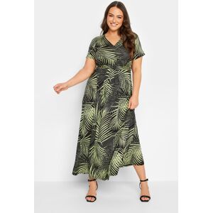 Yours Curve Green Leaf Print Wrap Maxi Dress, Women's Curve & Plus Size, Yours Green 14 Female