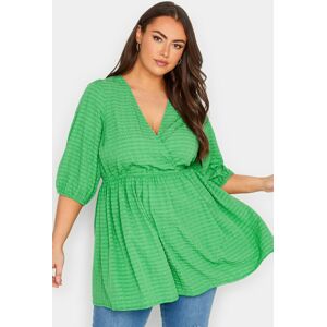 Yours Curve Green Textured Wrap Top, Women's Curve & Plus Size, Yours Green Regular 26-28 Female