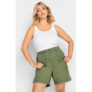 Yours Curve Khaki Green Cargo Chino Shorts, Women's Curve & Plus Size, Yours Green 24 Female